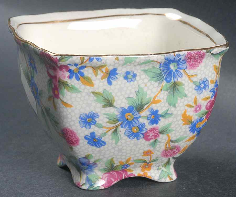 Old Cottage Chintz (Pre 1960, Cream) Athena Open Sugar Bowl (Early) by Royal Winton-1