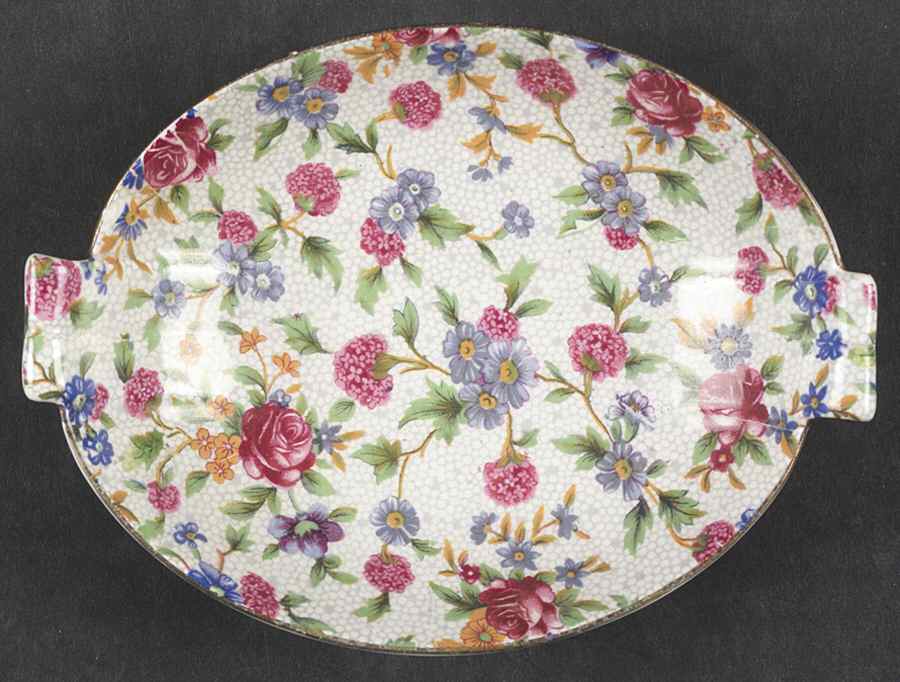 Old Cottage Chintz (Pre 1960, Cream) Small Sweet Meat Dish by Royal Winton-1