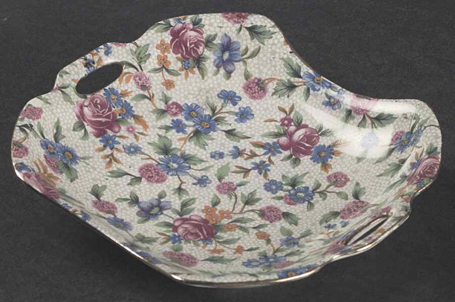Old Cottage Chintz (Pre 1960, Cream) 5" Square Sweet Meat by Royal Winton-1