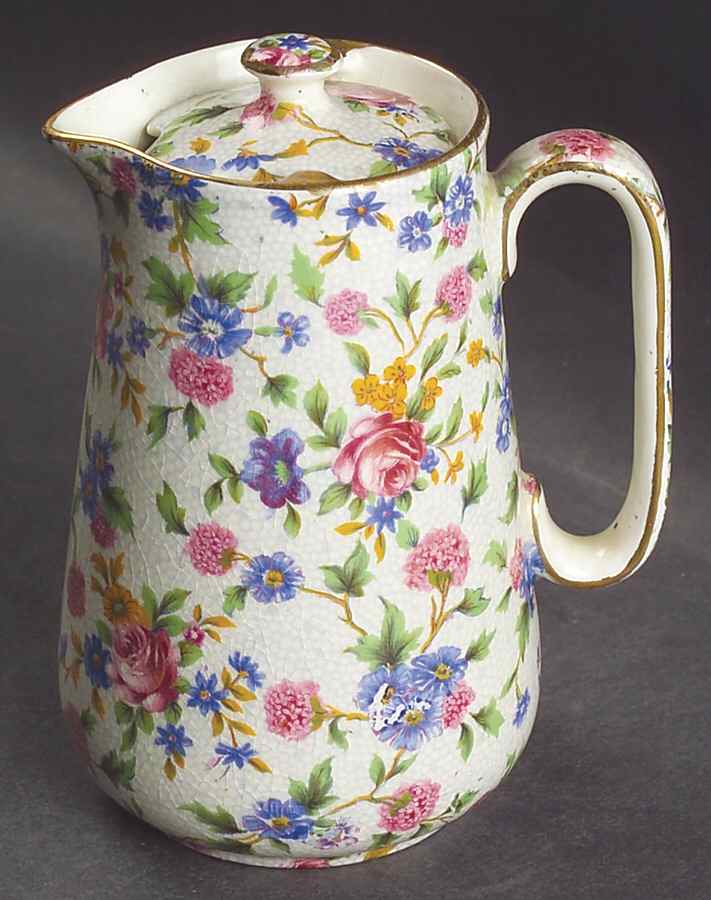 Old Cottage Chintz (Pre 1960, Cream) Large Syrup with Lid by Royal Winton-1