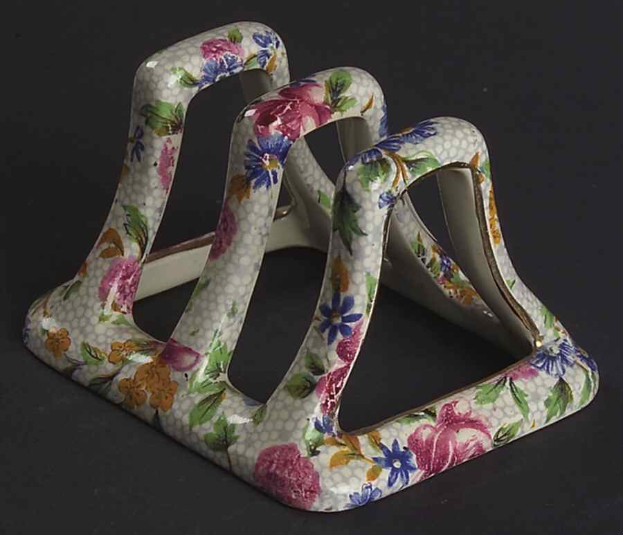 Old Cottage Chintz (Pre 1960, Cream) Breakfast Set, 2-Slice Toast Rack Only by Royal Winton-1