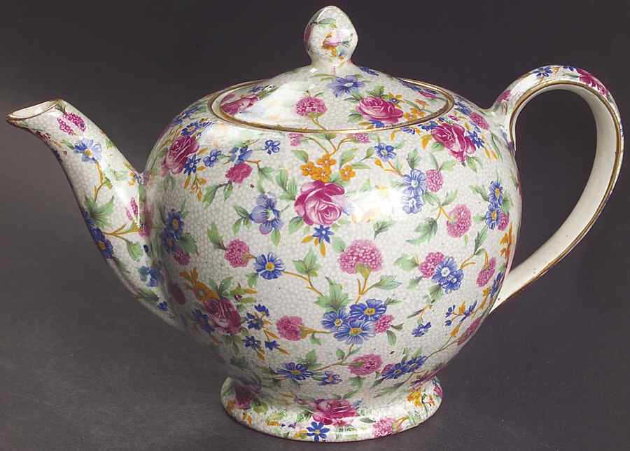 Old Cottage Chintz (Pre 1960, Cream) 3 Cup Albans Teapot & Lid by Royal Winton-1