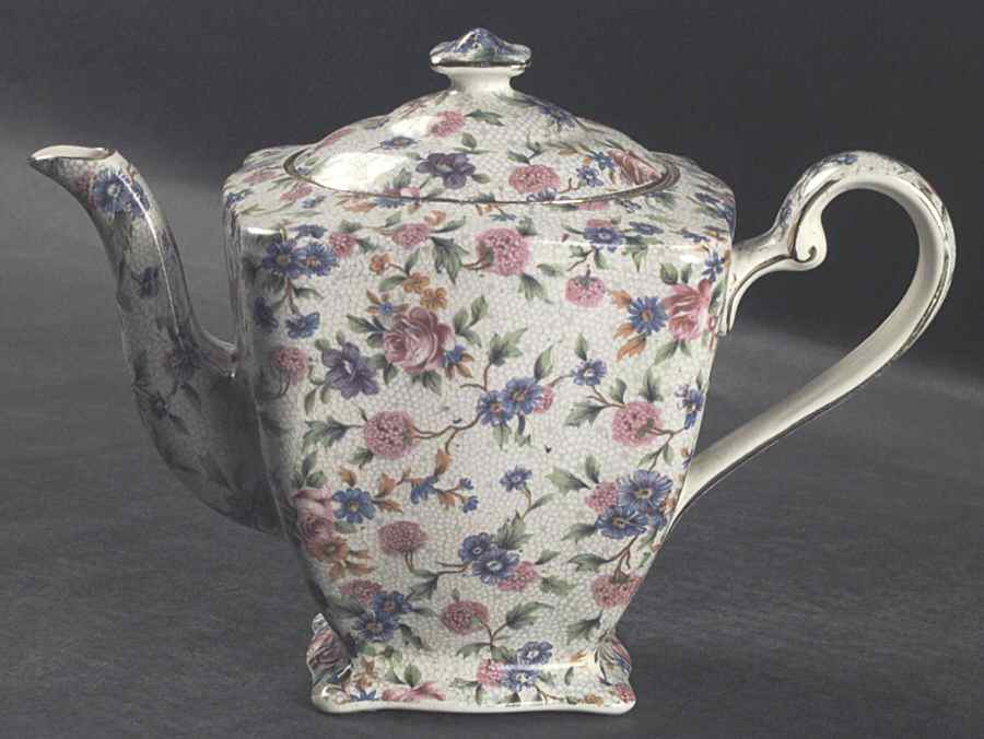 Old Cottage Chintz (Pre 1960, Cream) 3 Cup Ascot Teapot & Lid by Royal Winton-1