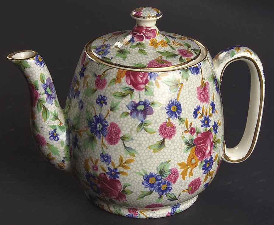 Old Cottage Chintz (Pre 1960, Cream) Individual Breakfast Set Teapot & Lid by Royal Winton-1
