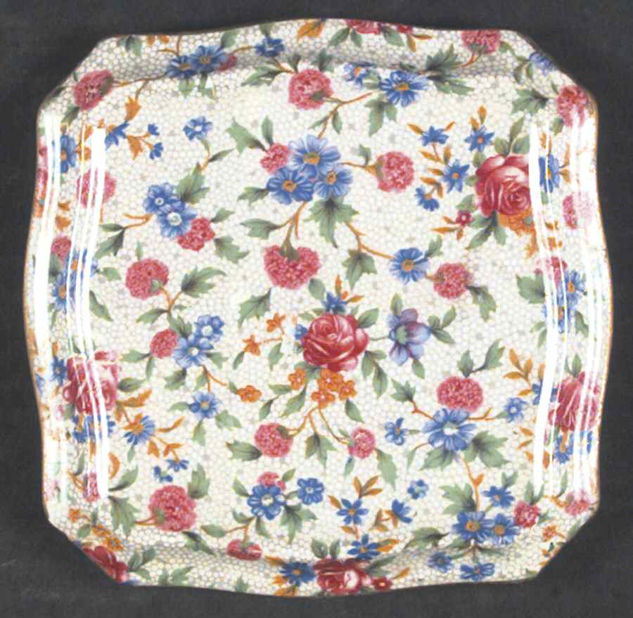 Old Cottage Chintz (Pre 1960, Cream) Square Tea Tile by Royal Winton-1