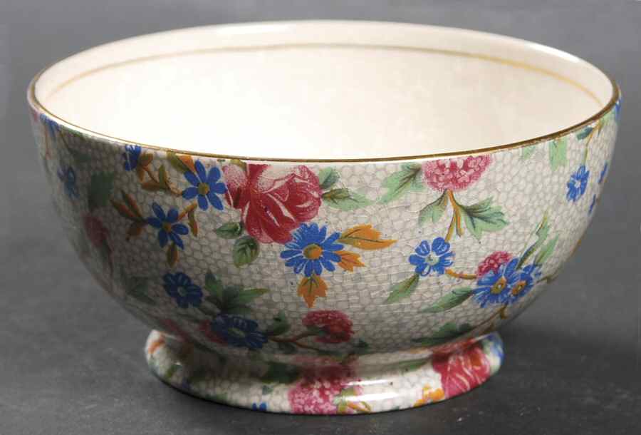 Old Cottage Chintz (Pre 1960, Cream) Albans Shape Open Sugar Bowl by Royal Winton-1