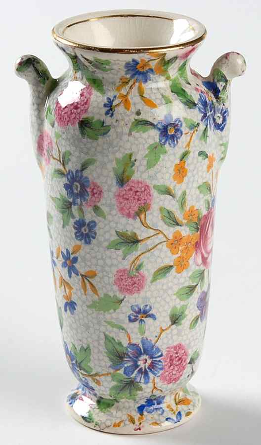 Old Cottage Chintz (Pre 1960, Cream) 3" Pekin Bud Vase by Royal Winton-1