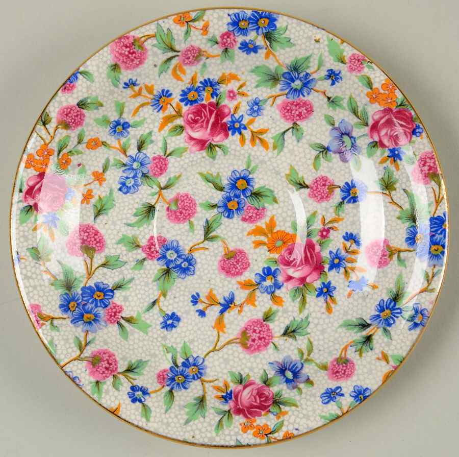 Old Cottage Chintz (Pre 1960, Cream) Saucer for King Flat Cup by Royal Winton-1