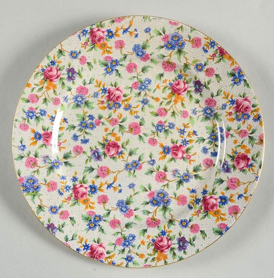 Old Cottage Chintz (Pre 1960, Cream) Luncheon Plate by Royal Winton-1