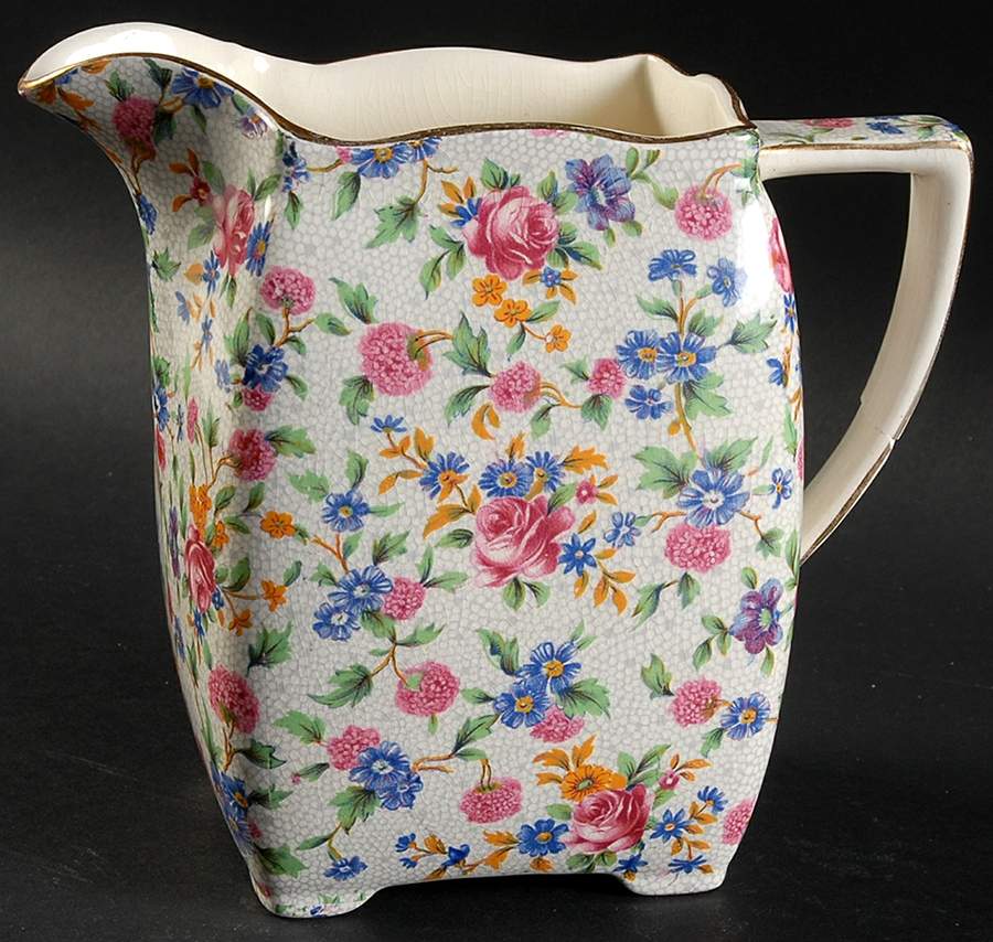 Old Cottage Chintz (Pre 1960, Cream) 24 Oz Duval Jug by Royal Winton-1