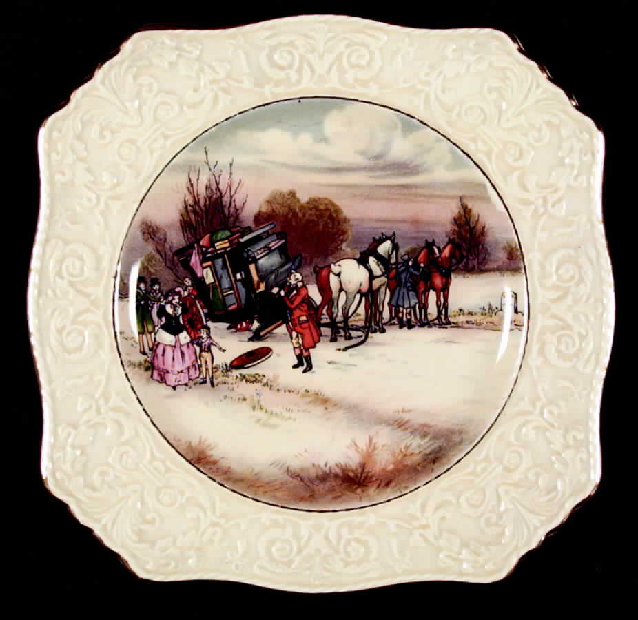 Old English Coaching Scenes Salad Plate w/Wedgwood Border by Royal Winton-1