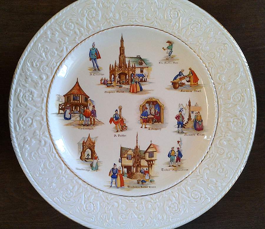 Old English Markets Dinner Plate wWedgwood Border by Royal Winton-1