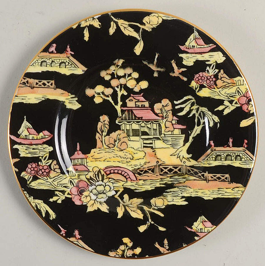 Pekin Black (Gold Trim) Bread & Butter Plate by Royal Winton-1