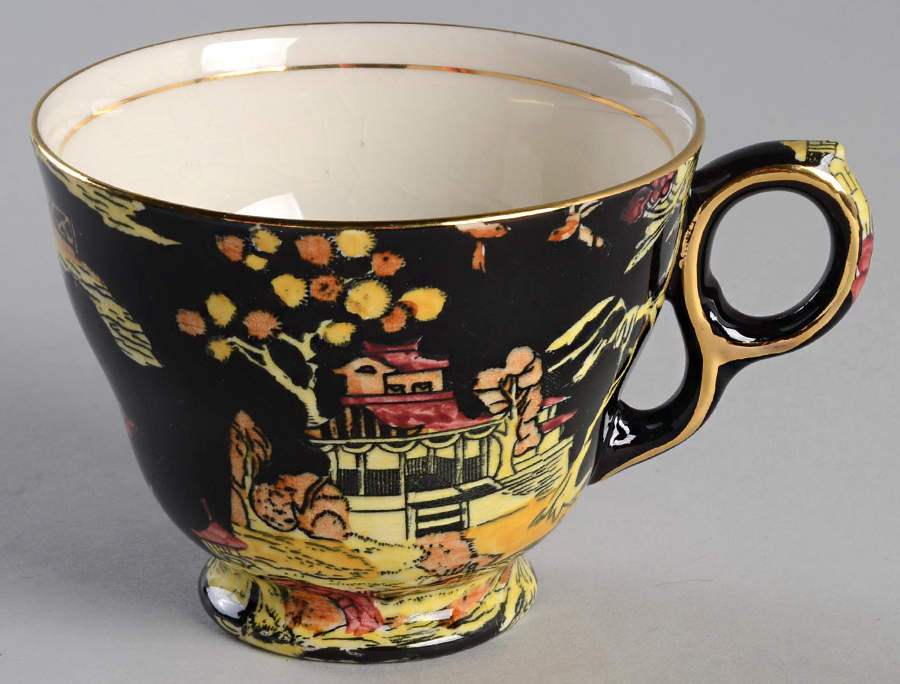 Pekin Black (Gold Trim) Footed Cup by Royal Winton-1