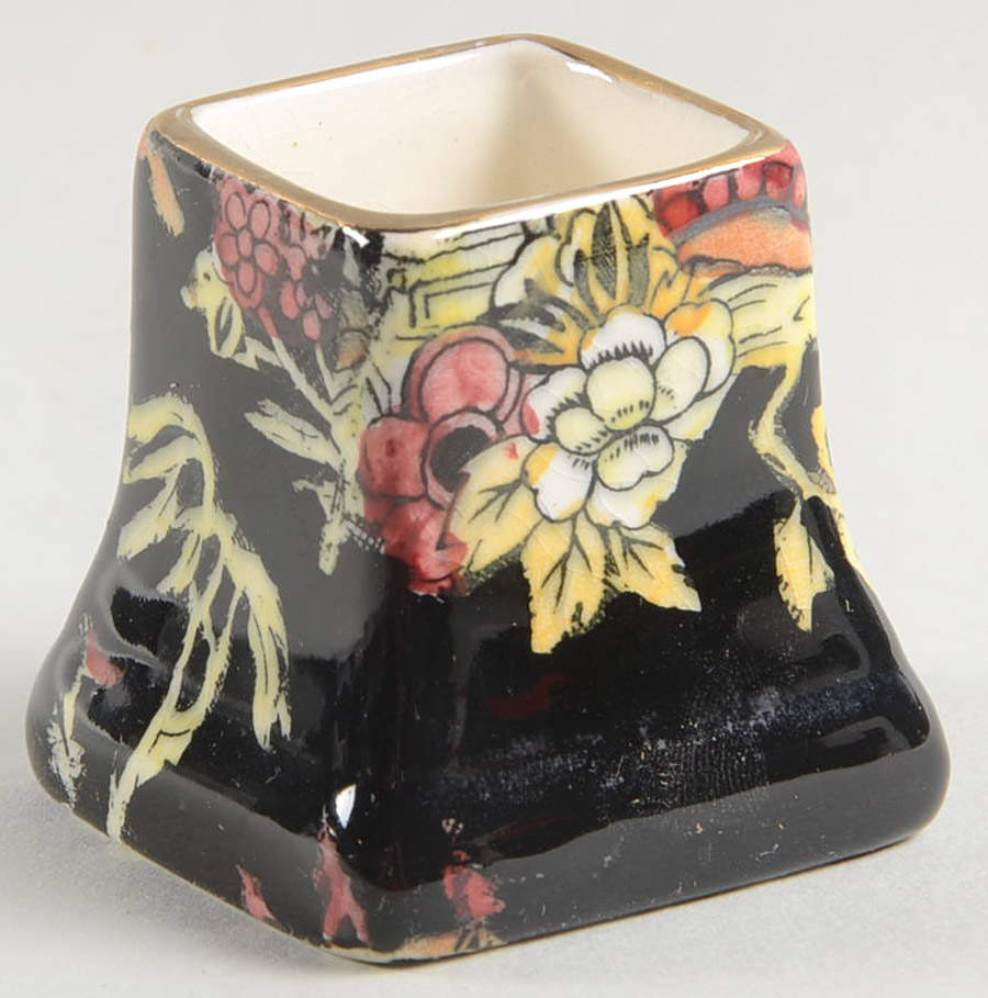 Pekin Black (Gold Trim) Mustard Jar No Lid by Royal Winton-1