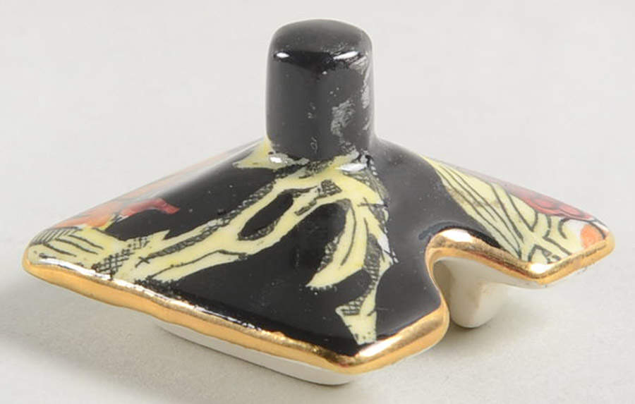 Pekin Black (Gold Trim) Lid for Mustard Jar by Royal Winton-1