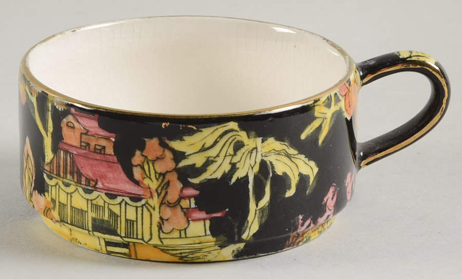 Pekin Black (Gold Trim) Stacking Mini Open Sugar Bowl by Royal Winton-1