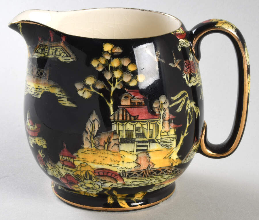 Pekin Black (Gold Trim) Countess Creamer by Royal Winton-1