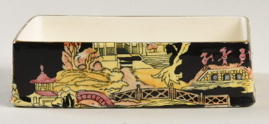 Pekin Black (Gold Trim) Small Candy Box, No Lid by Royal Winton-1