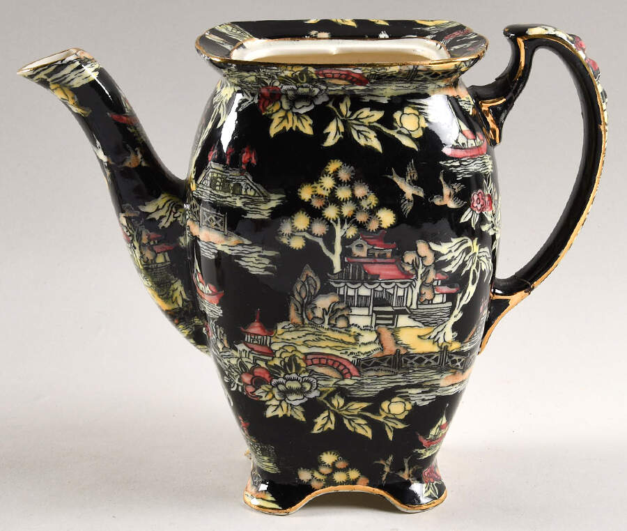 Pekin Black (Gold Trim) Coffee Pot No Lid by Royal Winton-1
