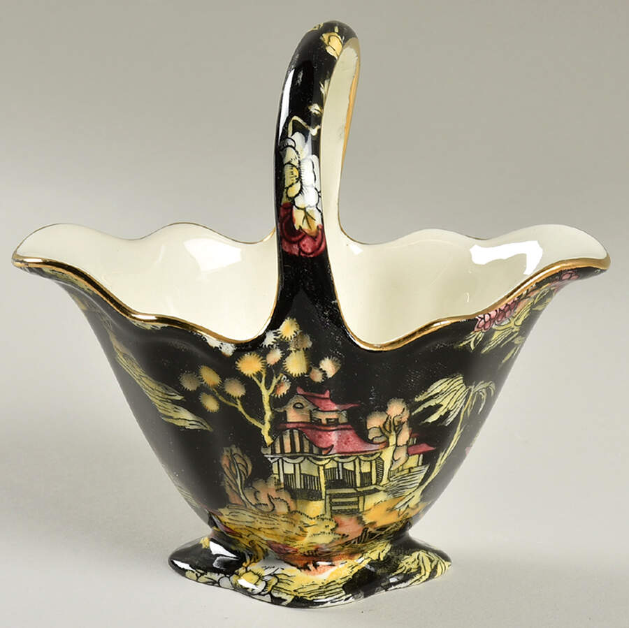 Pekin Black (Gold Trim) Rowsley Basket by Royal Winton-1