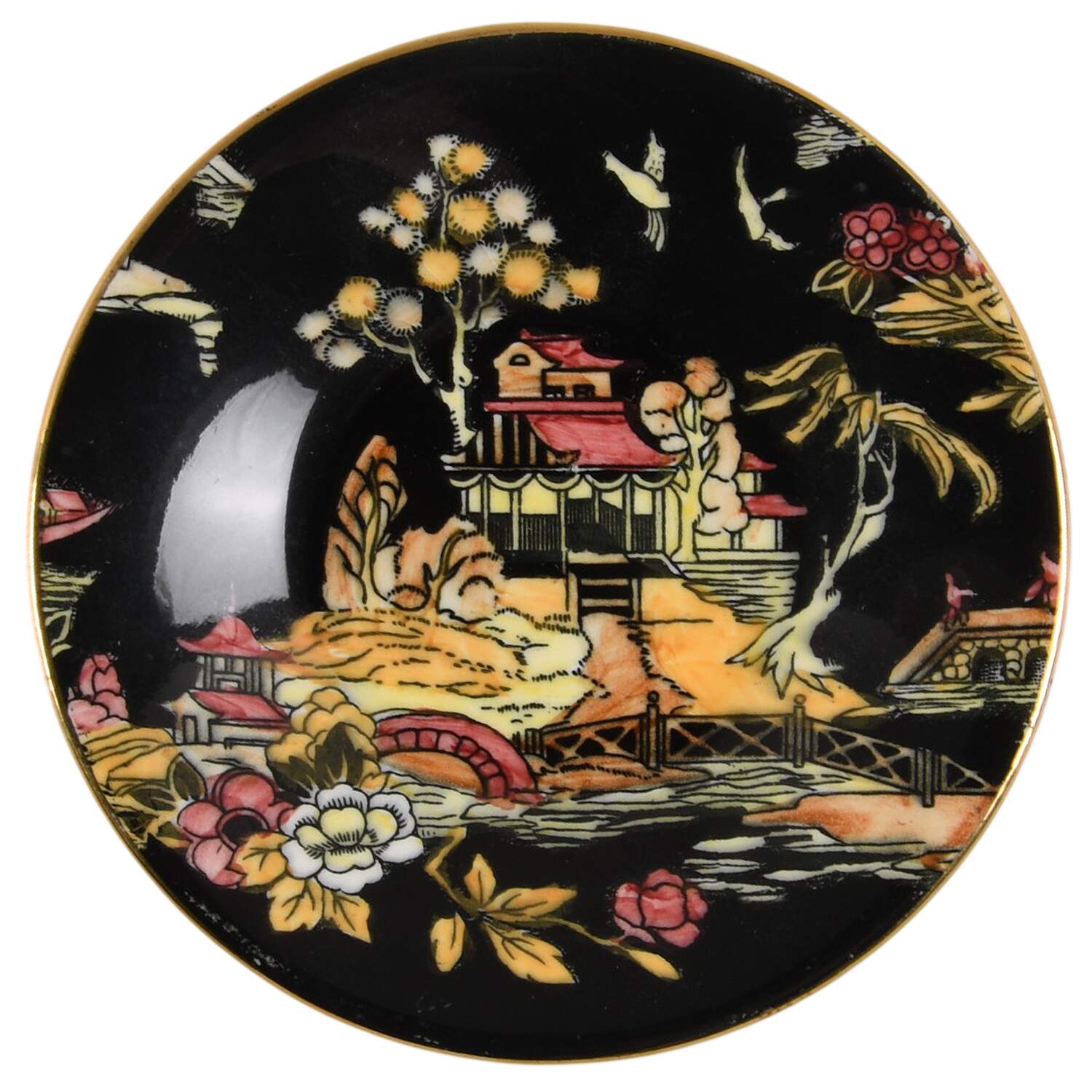 Pekin Black (Gold Trim) Saucer for Demitasse Cup by Royal Winton-1