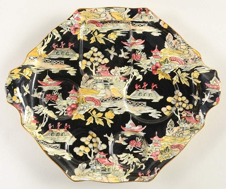 Pekin Black (Gold Trim) 6-Piece Breakfast Set, Tray Only by Royal Winton-1