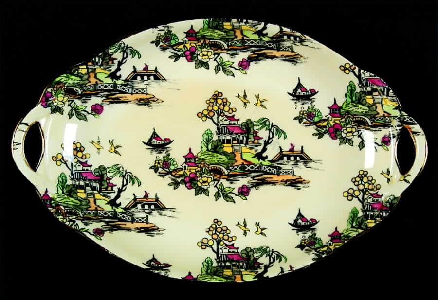 Pekin Cream Handled Malta Shape Oval Tray by Royal Winton-1