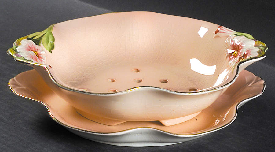 Petunia Pierced Berry Bowl and Underplate by Royal Winton-1