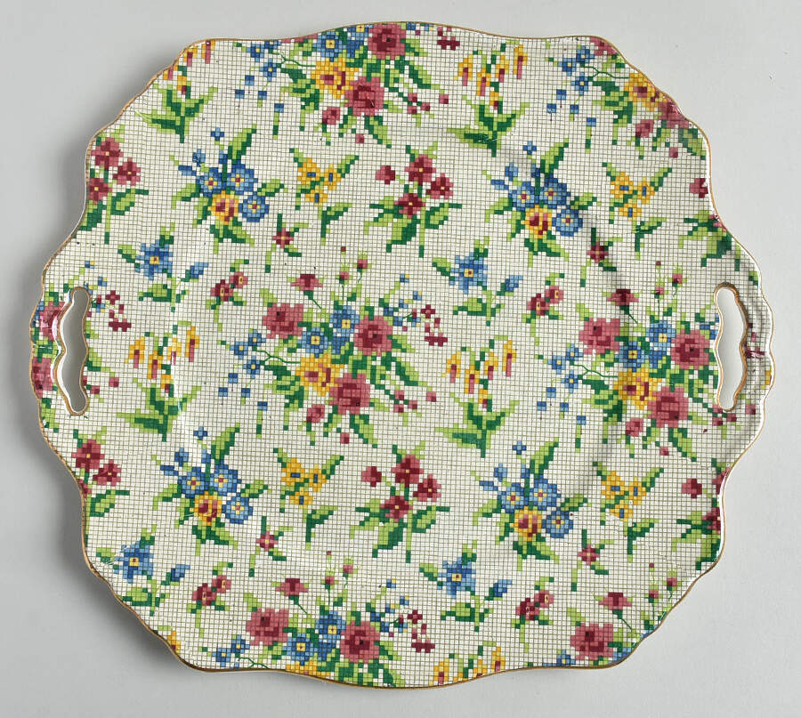Queen Anne Square Handled Cake Plate by Royal Winton-1