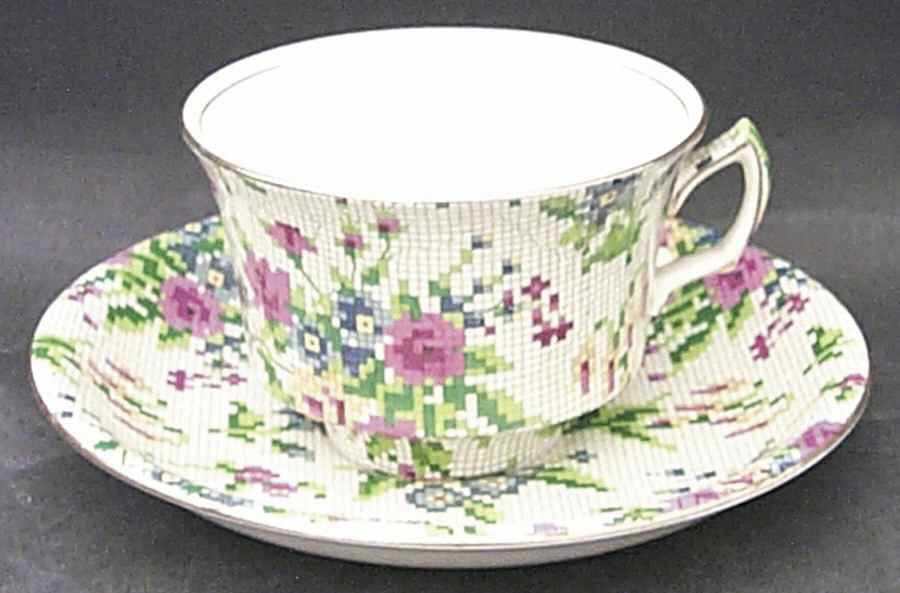 Queen Anne Flat Cup & Saucer Set by Royal Winton-1