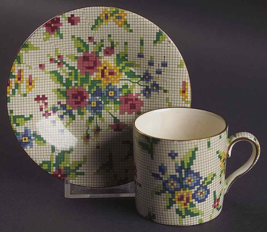 Queen Anne Can Shape Demitasse Cup and Saucer Set by Royal Winton-1