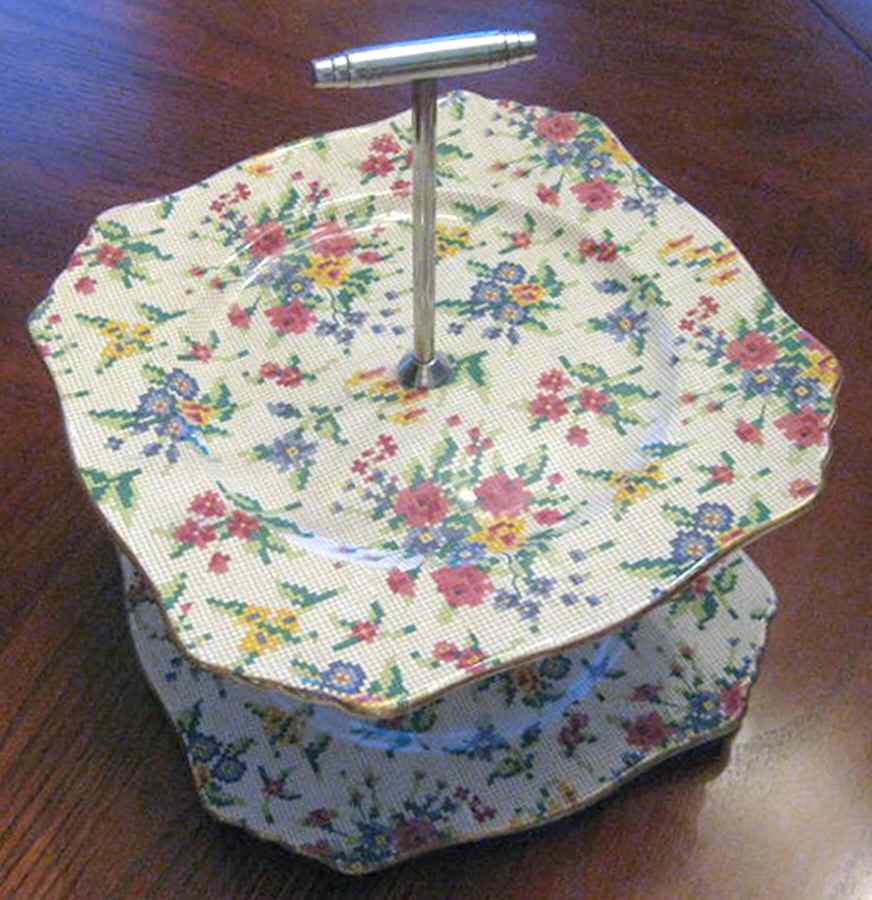 Queen Anne Square Luncheon Plate for 2 Tiered Serving Tray by Royal Winton-1