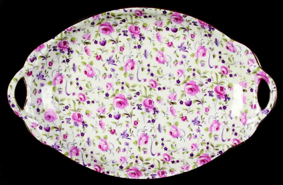 Rose Dubarry Handled Malta Shape Oval Tray by Royal Winton-1