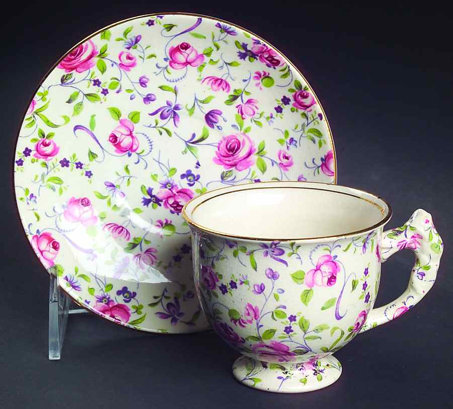 Rose Dubarry Footed Demitasse Cup & Saucer Set by Royal Winton-1