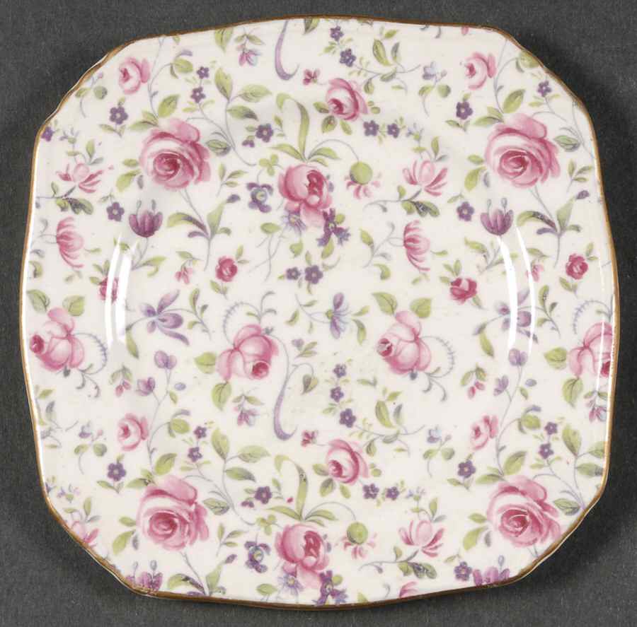 Rose Dubarry Small Square Bread & Butter Plate by Royal Winton-1