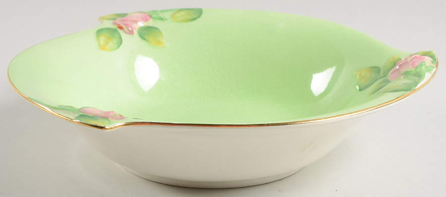 Rosebud Green (Green Background) 9" Round Vegetable Bowl by Royal Winton-1