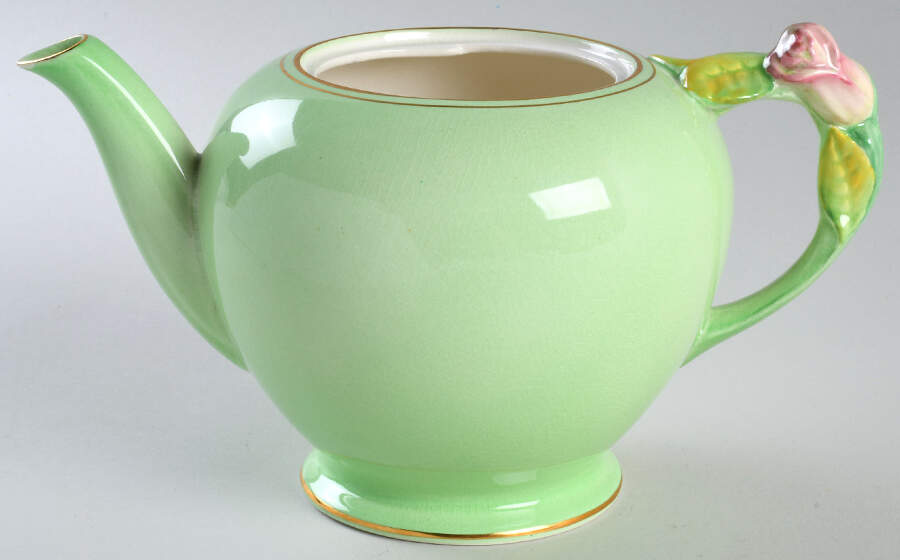 Rosebud Green (Green Background) Teapot No Lid by Royal Winton-1