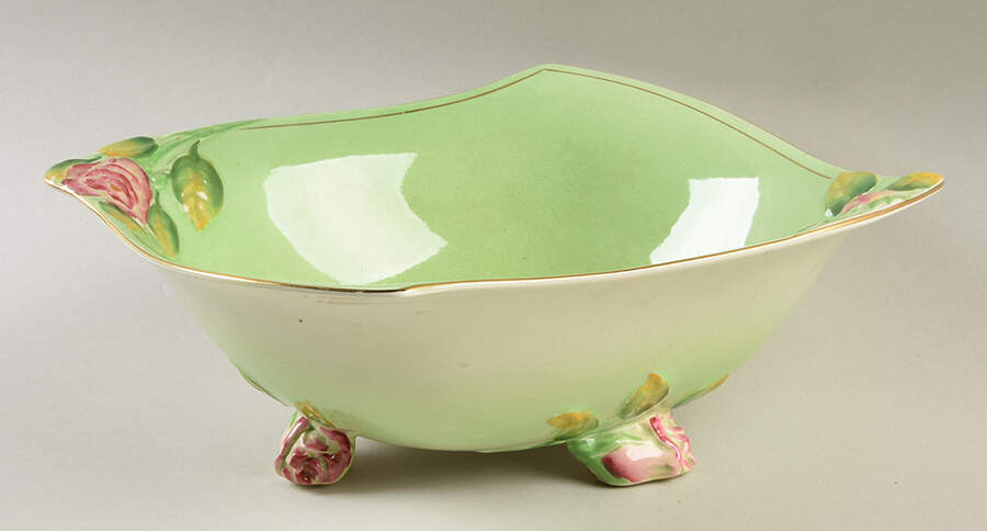 Rosebud Green (Green Background) Large Fruit Bowl by Royal Winton-1