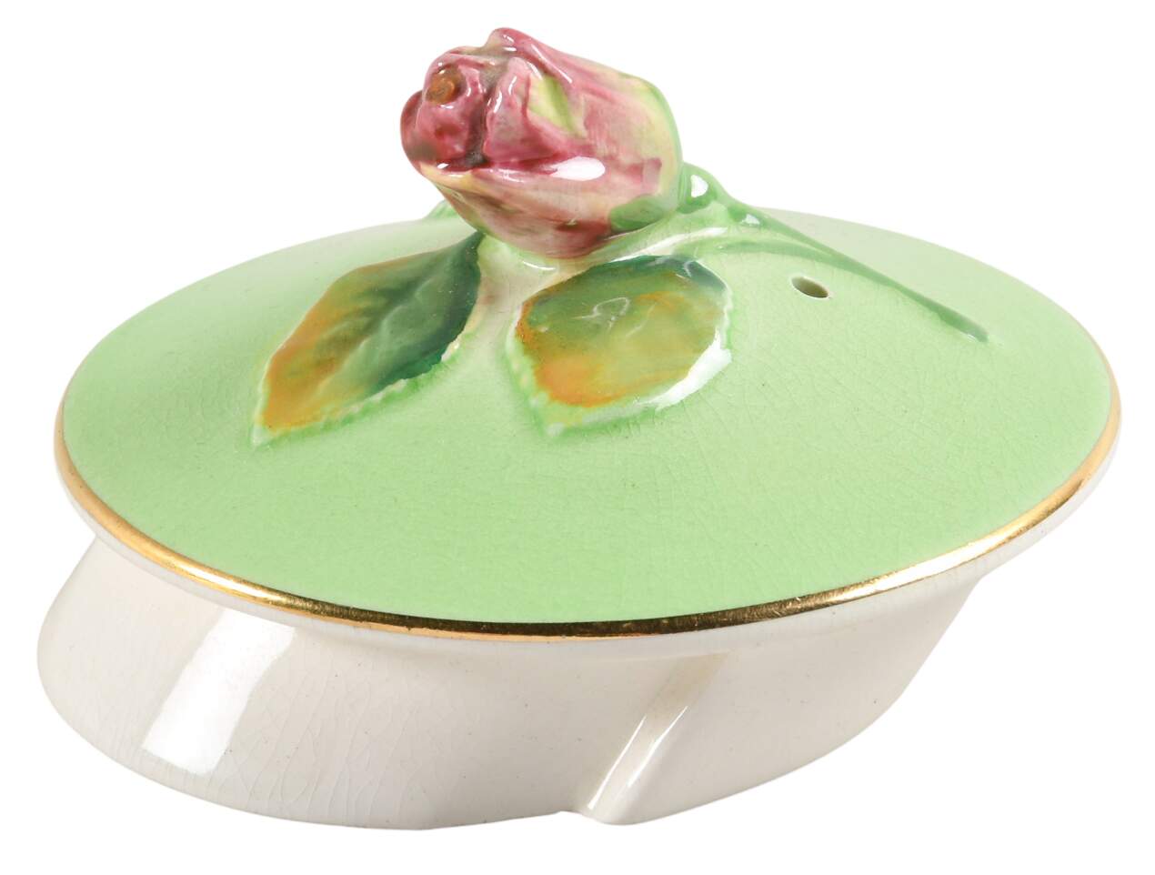 Rosebud Green (Green Background) Lid for Teapot by Royal Winton-1