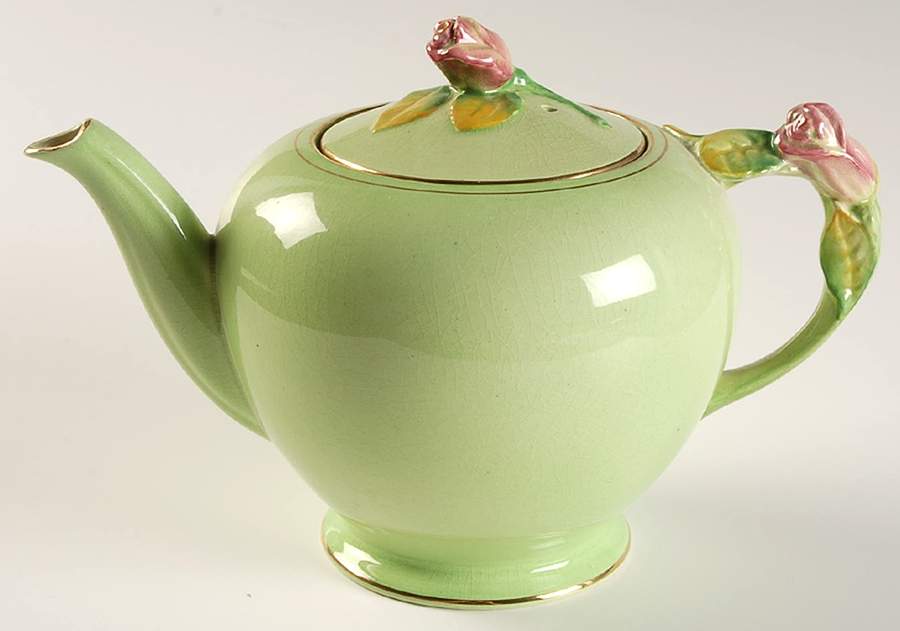 Rosebud Green (Green Background) Teapot & Lid by Royal Winton-1