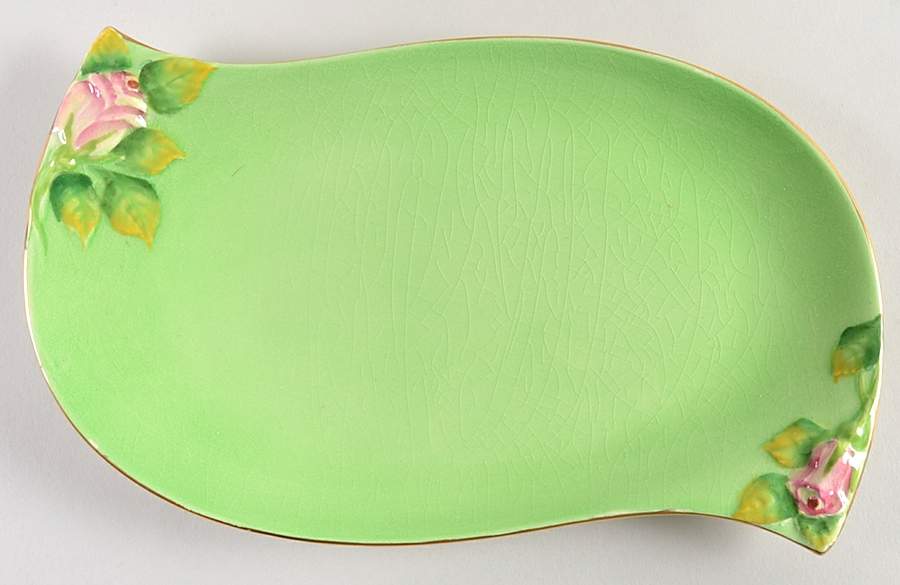 Rosebud Green (Green Background) Small Sandwich Tray by Royal Winton-1