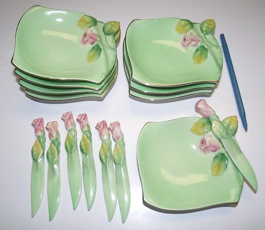 Rosebud Green (Green Background) Snack/Canape Plate by Royal Winton-1