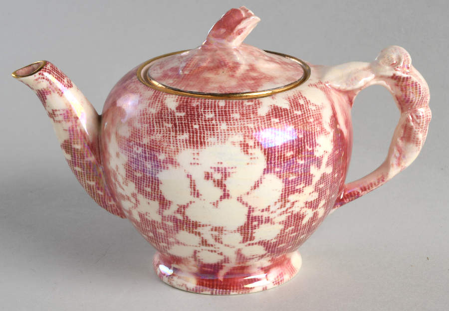 Brocade Cranberry (Iridescent) Individual Breakfast Set Teapot & Lid by Royal Winton-1