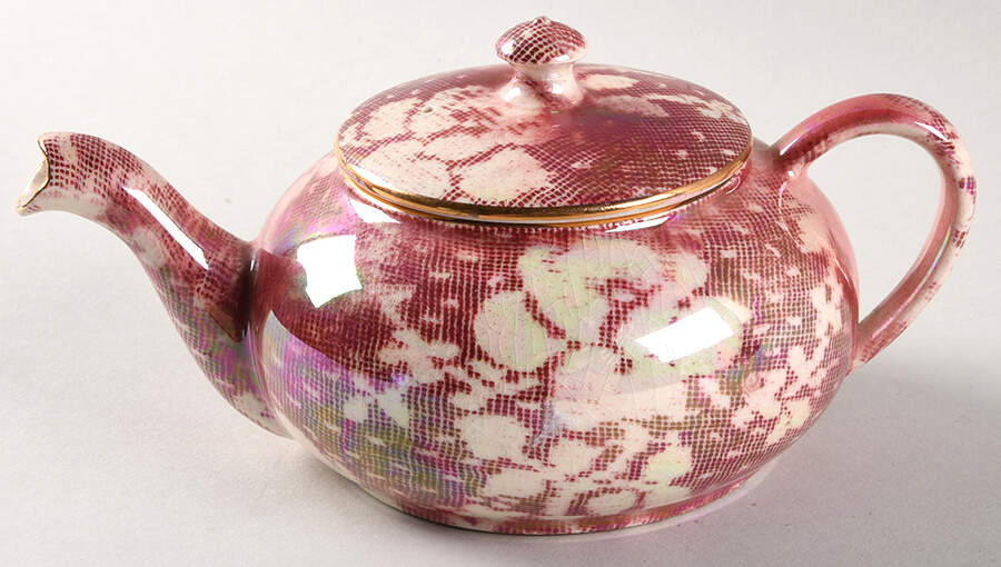 Brocade Cranberry (Iridescent) Mini Stacking Teapot & Lid by Royal Winton-1