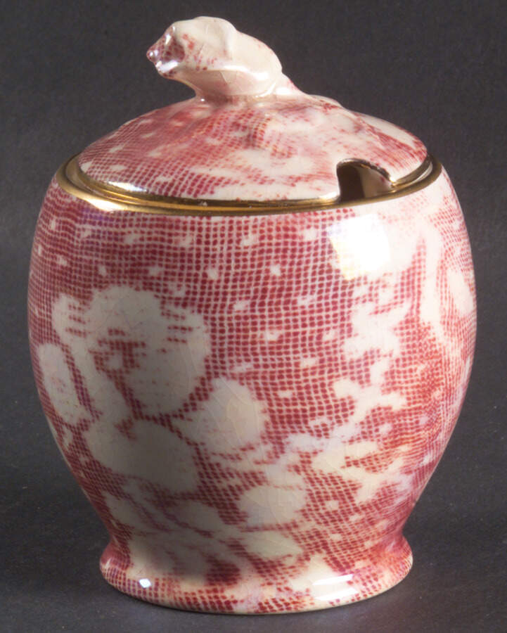 Brocade Cranberry (Iridescent) Jam/Jelly & Lid by Royal Winton-1