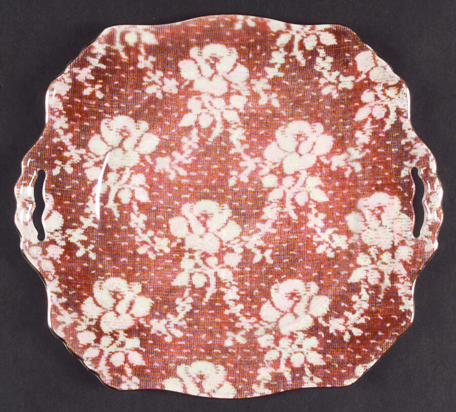 Brocade Cranberry (Iridescent) Square Handled Cake Plate by Royal Winton-1