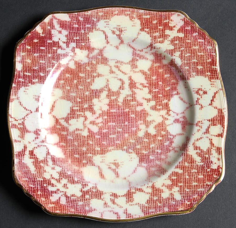 Brocade Cranberry (Iridescent) Square Bread & Butter Plate by Royal Winton-1