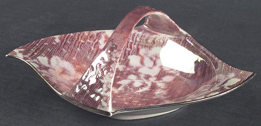 Brocade Cranberry (Iridescent) Rosebud Shaped Basket by Royal Winton-1