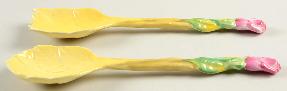 Rosebud Yellow (Yellow Background) 2 Piece Salad Set, Solid Piece by Royal Winton-1